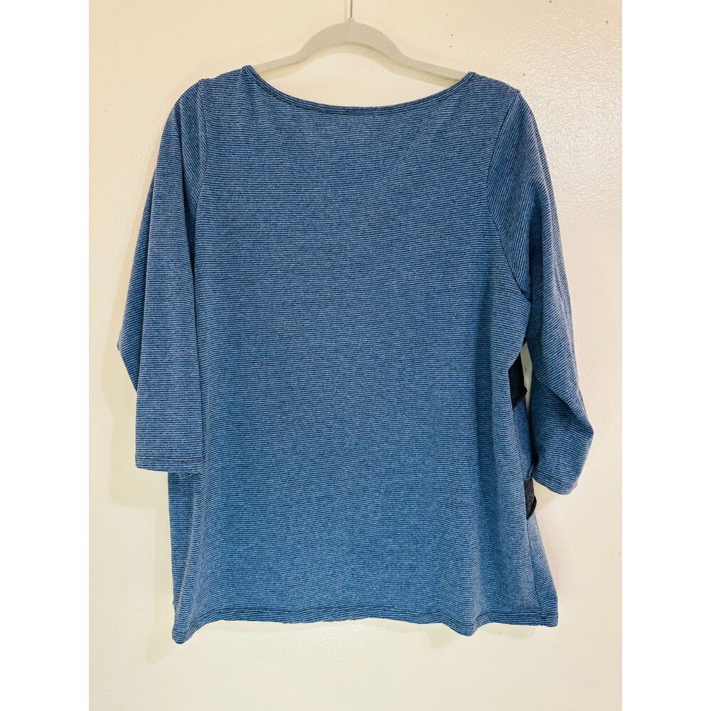 Lur Women's Langenlook Blue on Blue Striped Top Size XL 3/4 Sleeves - Picture 3 of 3